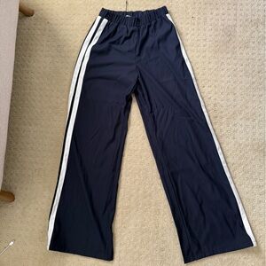 4th and Reckless navy blue track pants with side stripes